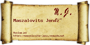 Maszalovits Jenő névjegykártya